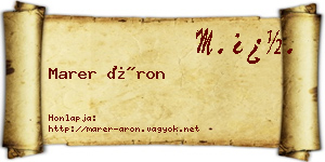 Marer Áron névjegykártya